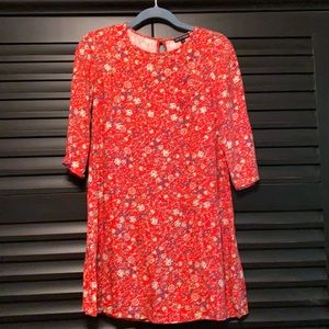 Red Floral Shift Dress